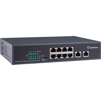 Geovision GV-APOE0810-V2 10-Port 10/100/1000M Unmanaged PoE Switch with 8-Port PoE